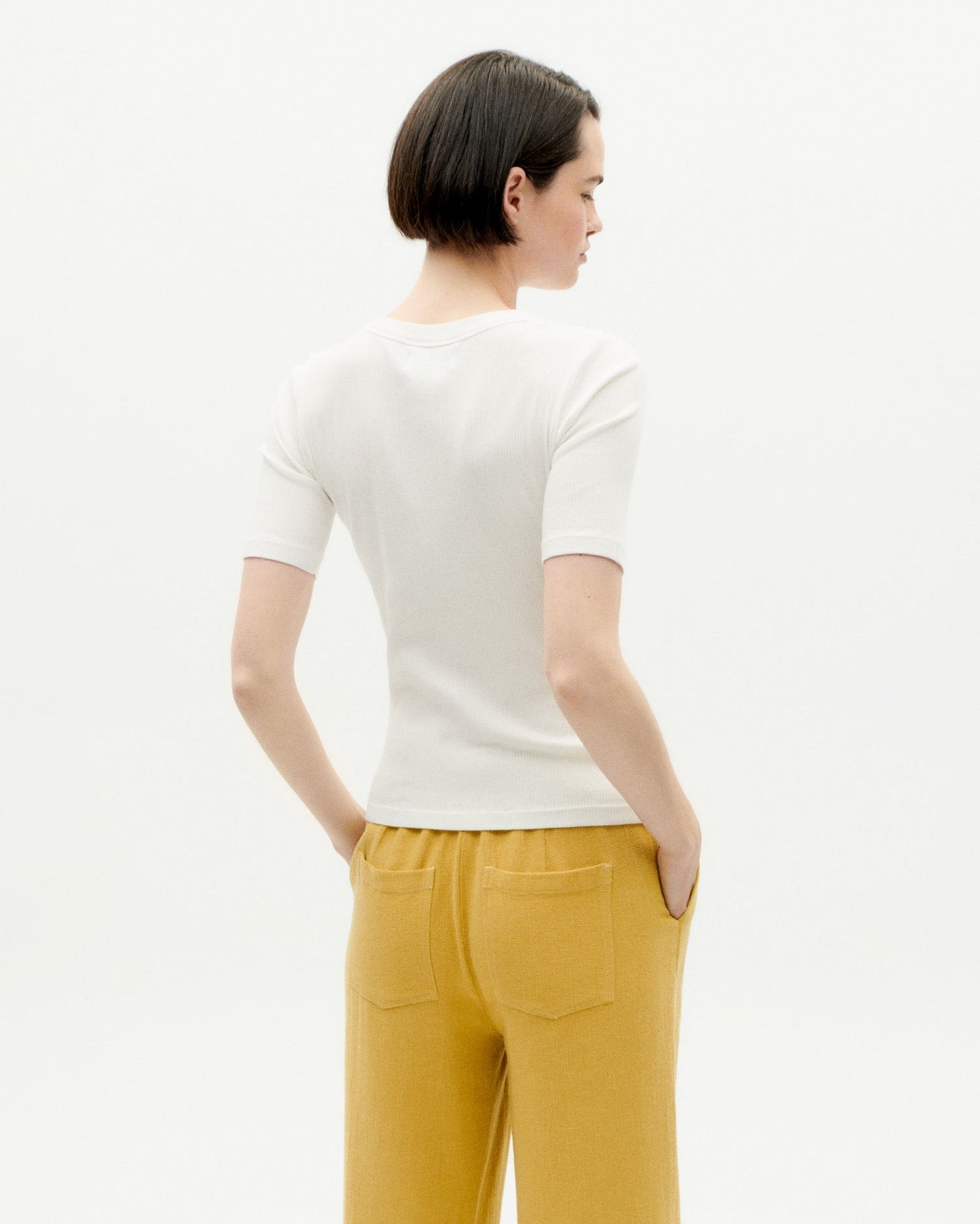 T-shirt côtelé manches courtes en coton bio | blanc 'white dakota rib top'