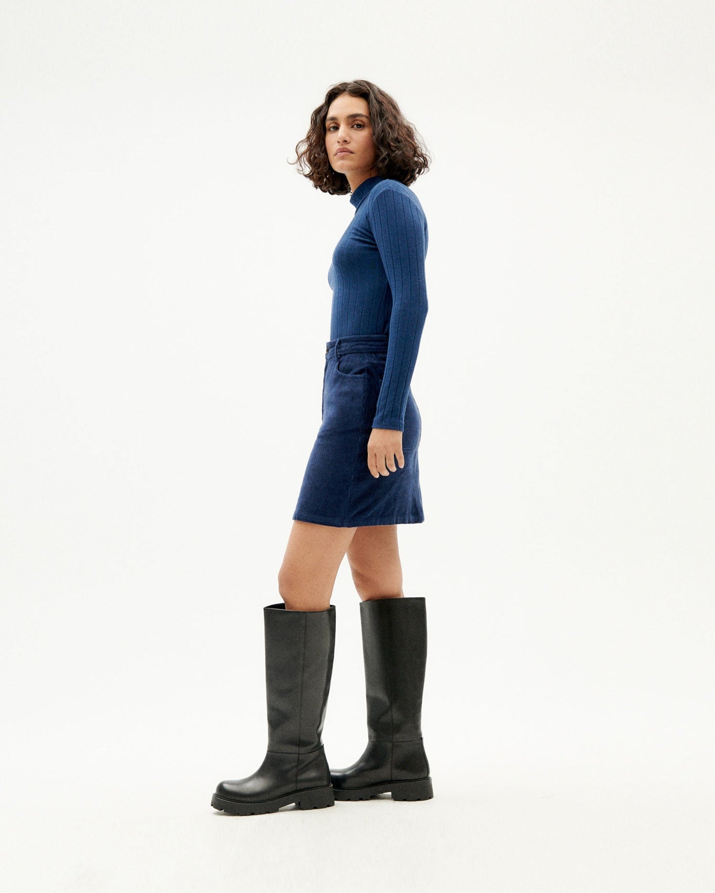 Sous-pull col montant en refibra et coton bio | Marine "navy trash ellen"