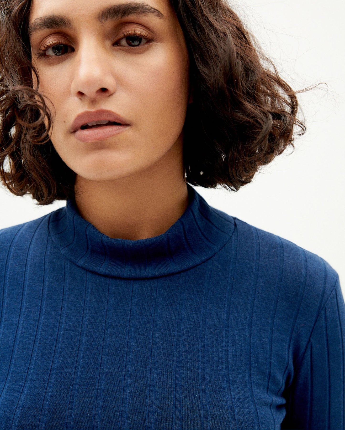 Sous-pull col montant en refibra et coton bio | Marine "navy trash ellen"