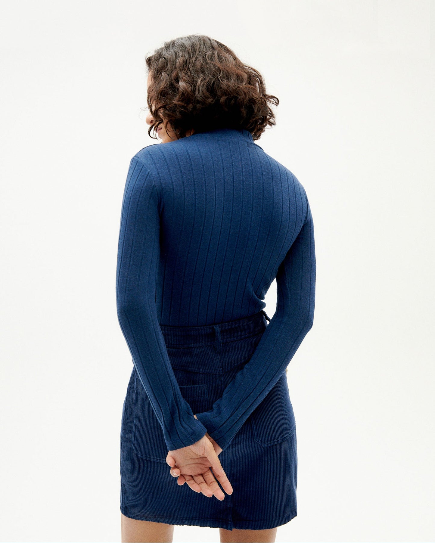 Sous-pull col montant en refibra et coton bio | Marine "navy trash ellen"
