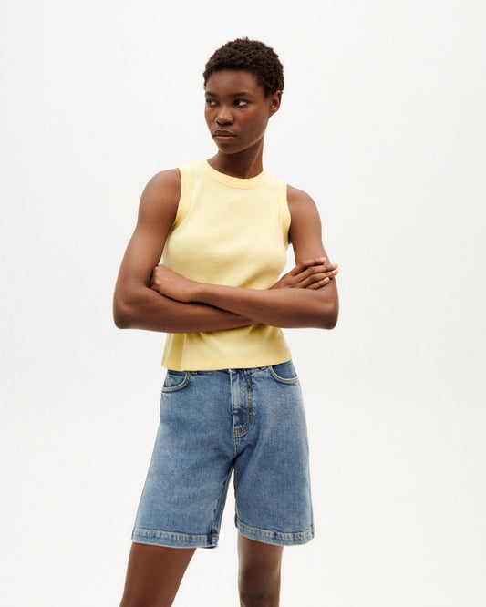Débardeur côtelé en coton bio | jaune "yellow juliette top"