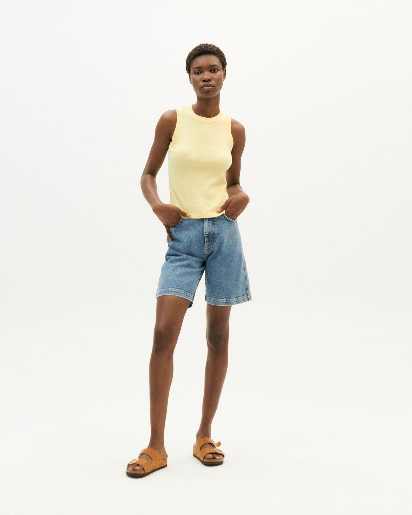 Débardeur côtelé en coton bio | jaune "yellow juliette top"