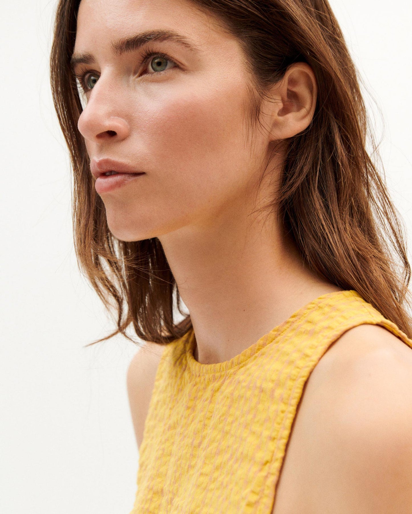 Top jaune seersucker en coton bio - yellow seersucker florence top