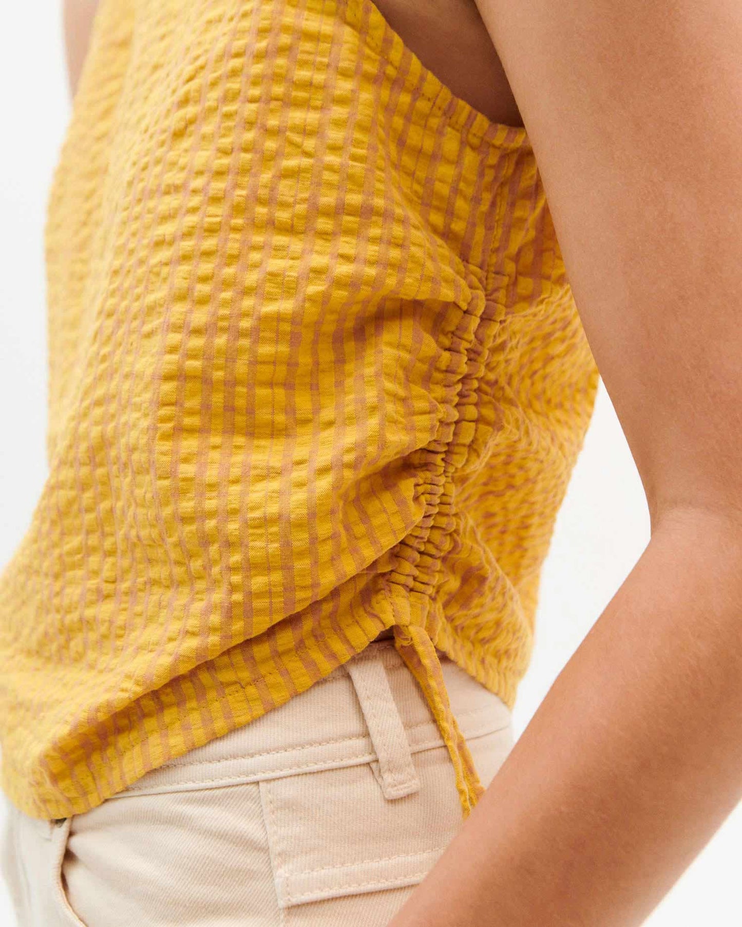 Top jaune seersucker en coton bio - yellow seersucker florence top