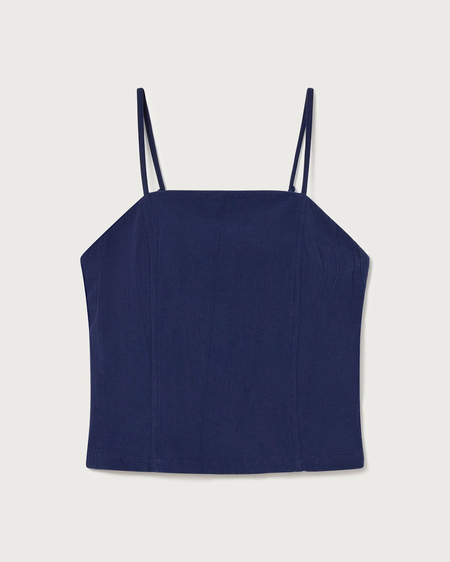 Top marine texturé en coton bio - navy ada top