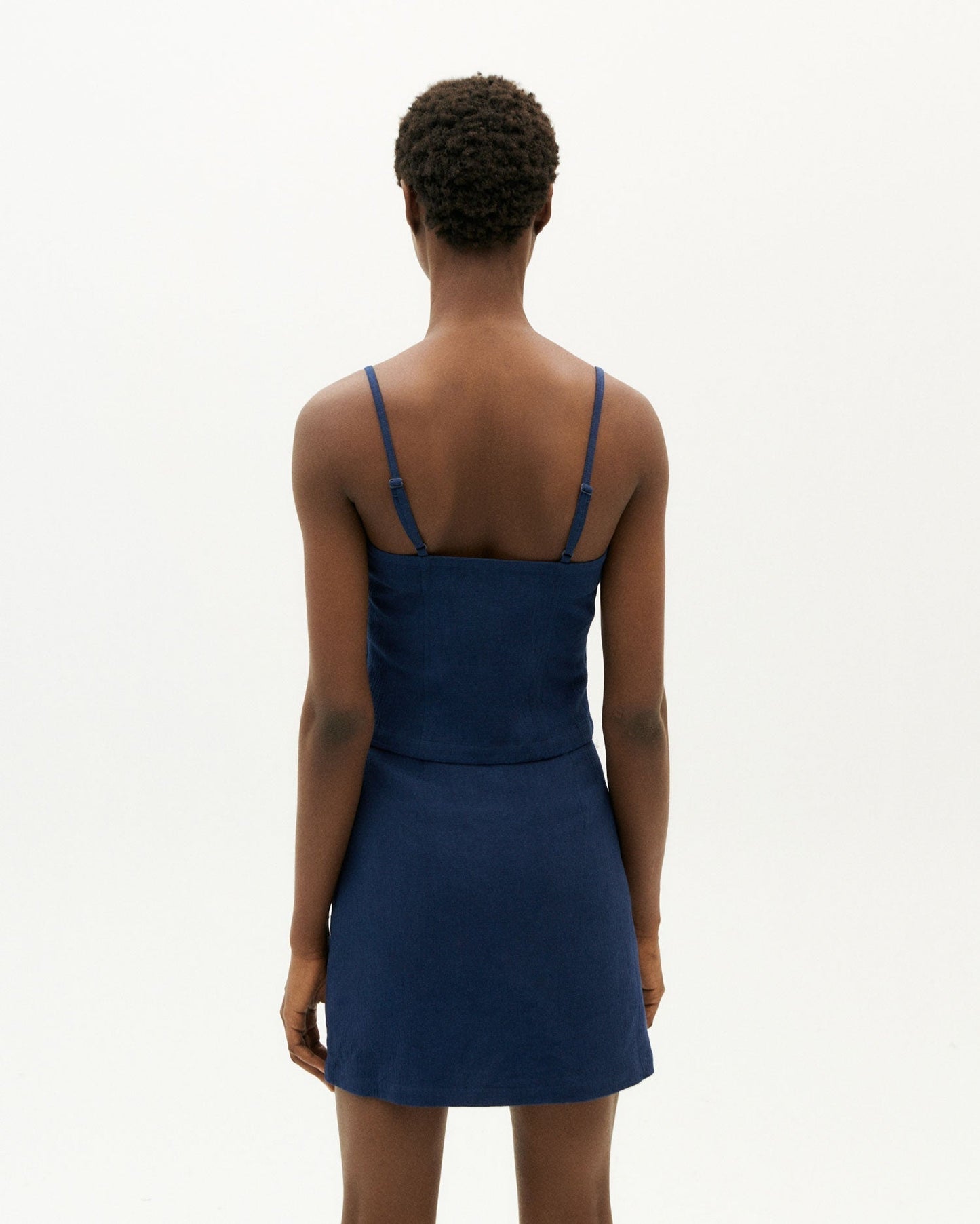 Top marine texturé en coton bio - navy ada top