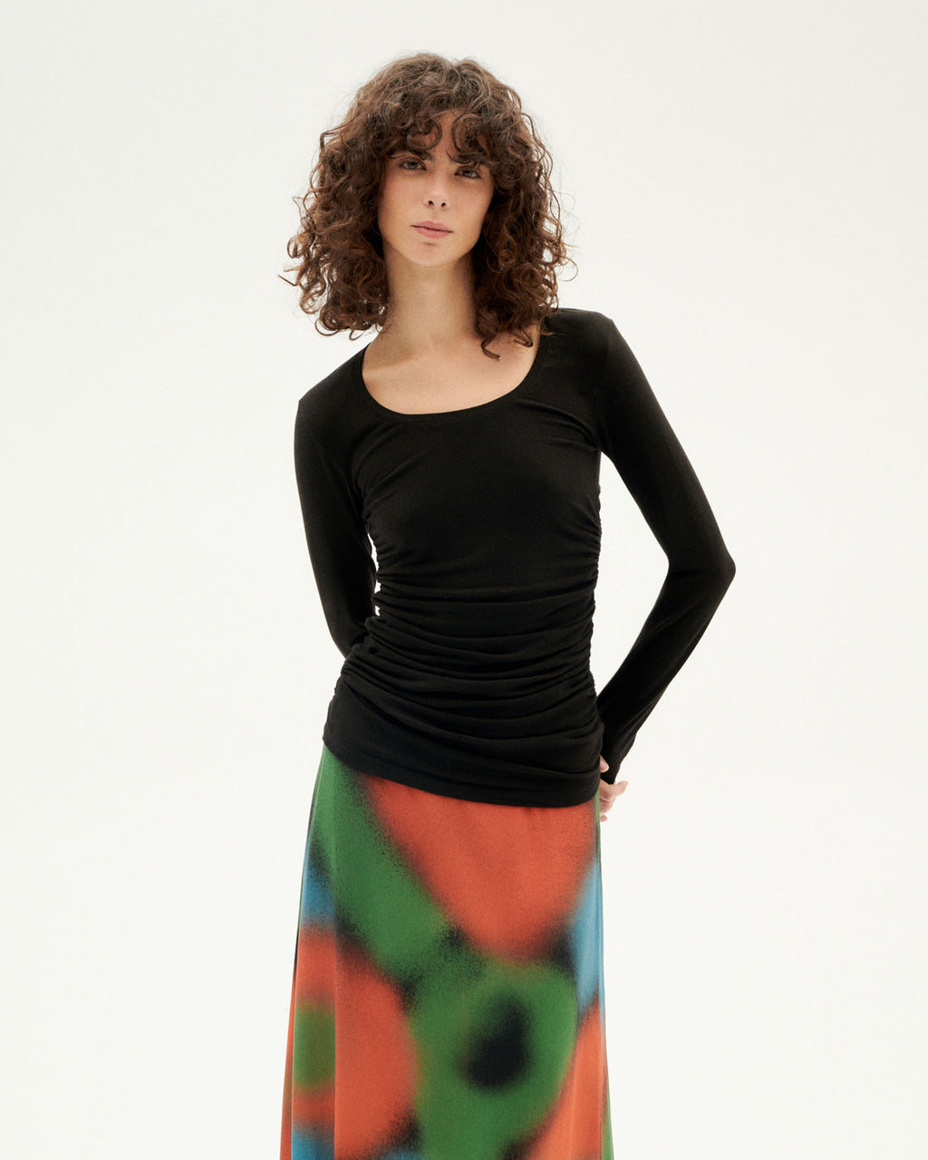 Jupe midi en ecovero | Multicolore "dust black lua skirt"