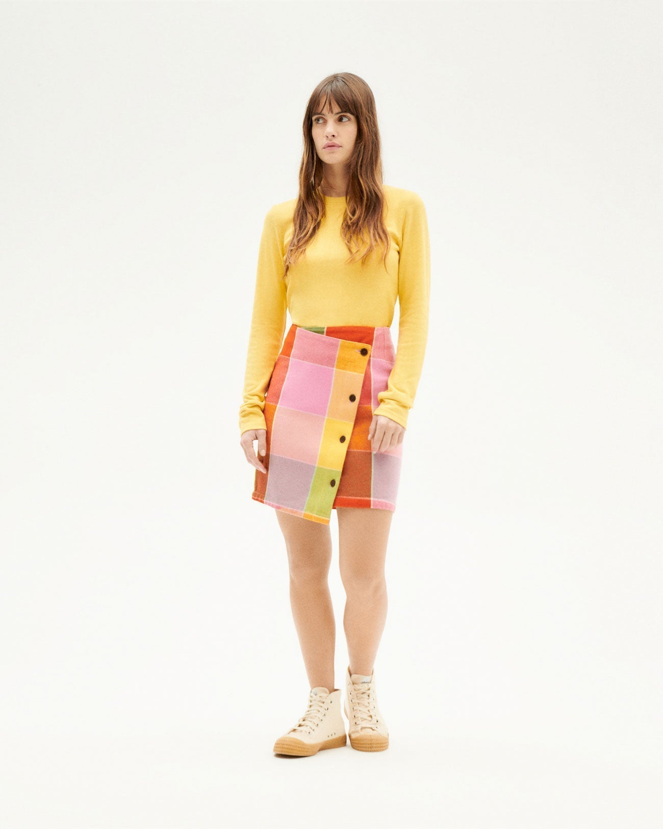 Jupe portefeuille en coton bio | Multicolore "art blanket mila skirt"