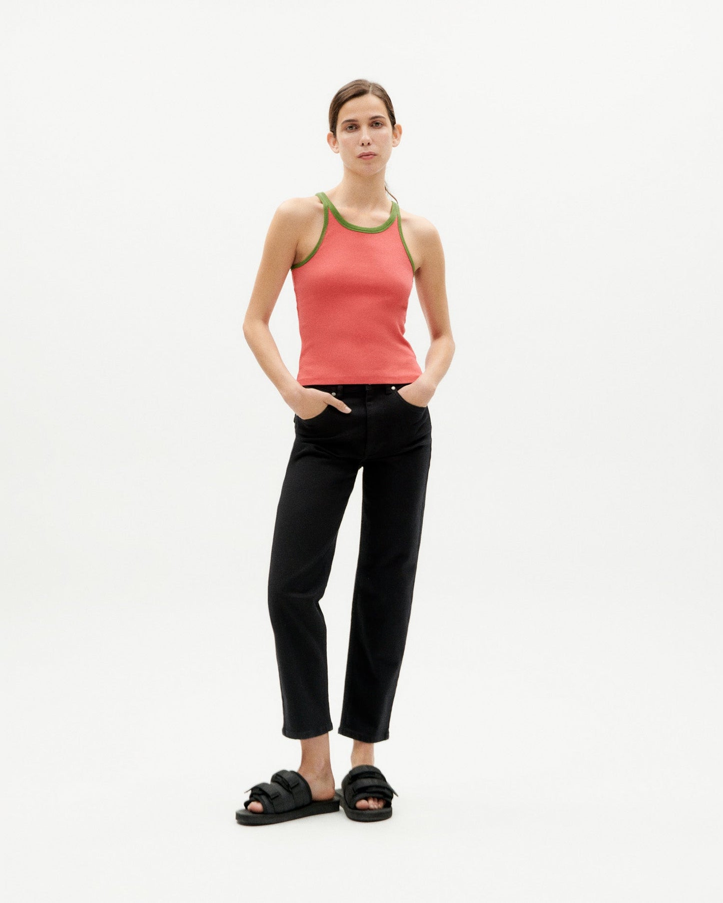 Débardeur en coton bio | rose et vert 'sugar pink harriet top'
