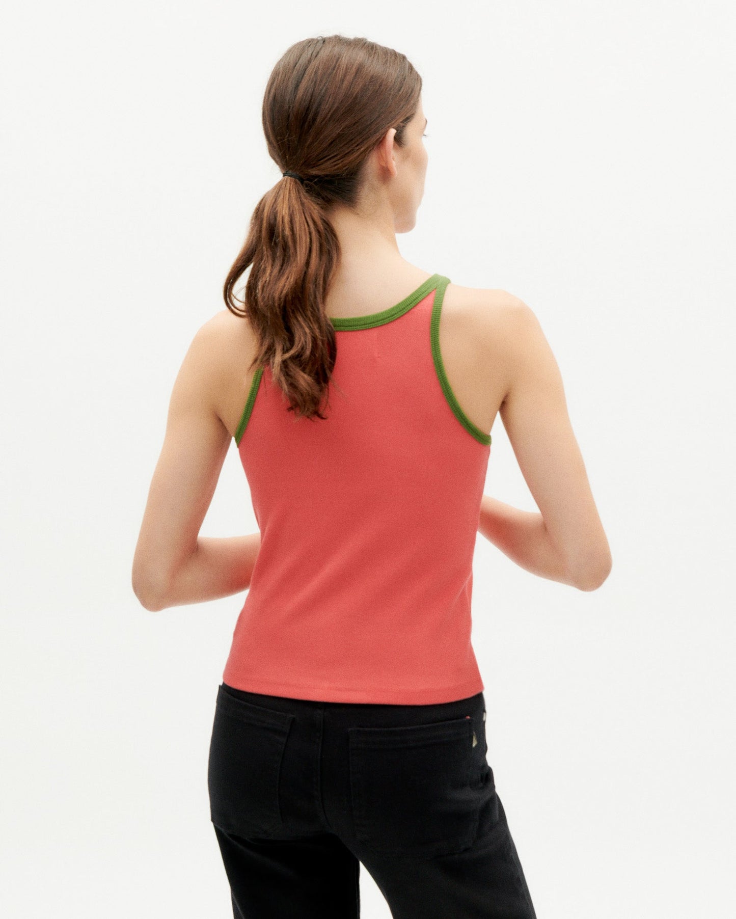 Débardeur en coton bio | rose et vert 'sugar pink harriet top'