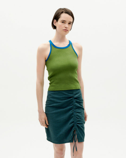 Débardeur côtelé en coton bio | Vert et bleu "garden green harriet top"