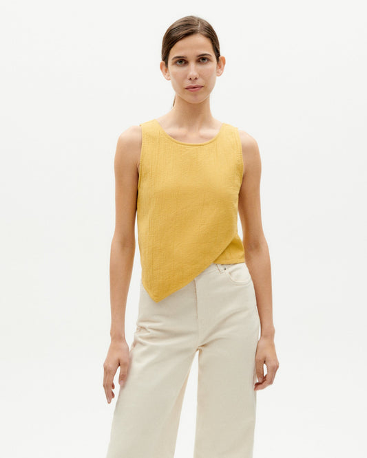 Top en coton bio | jaune "ambar crinkled eda top"