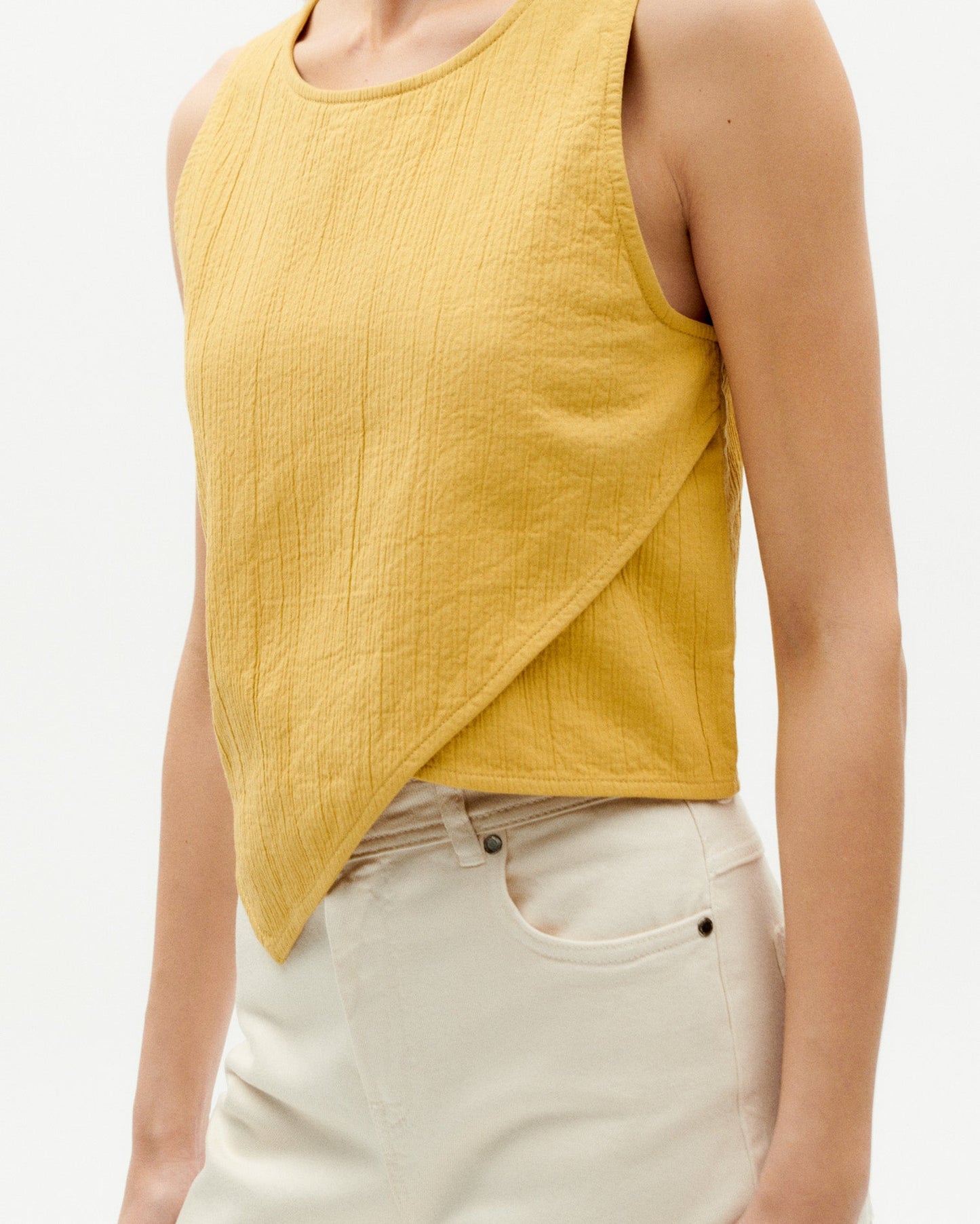 Top en coton bio | jaune "ambar crinkled eda top"