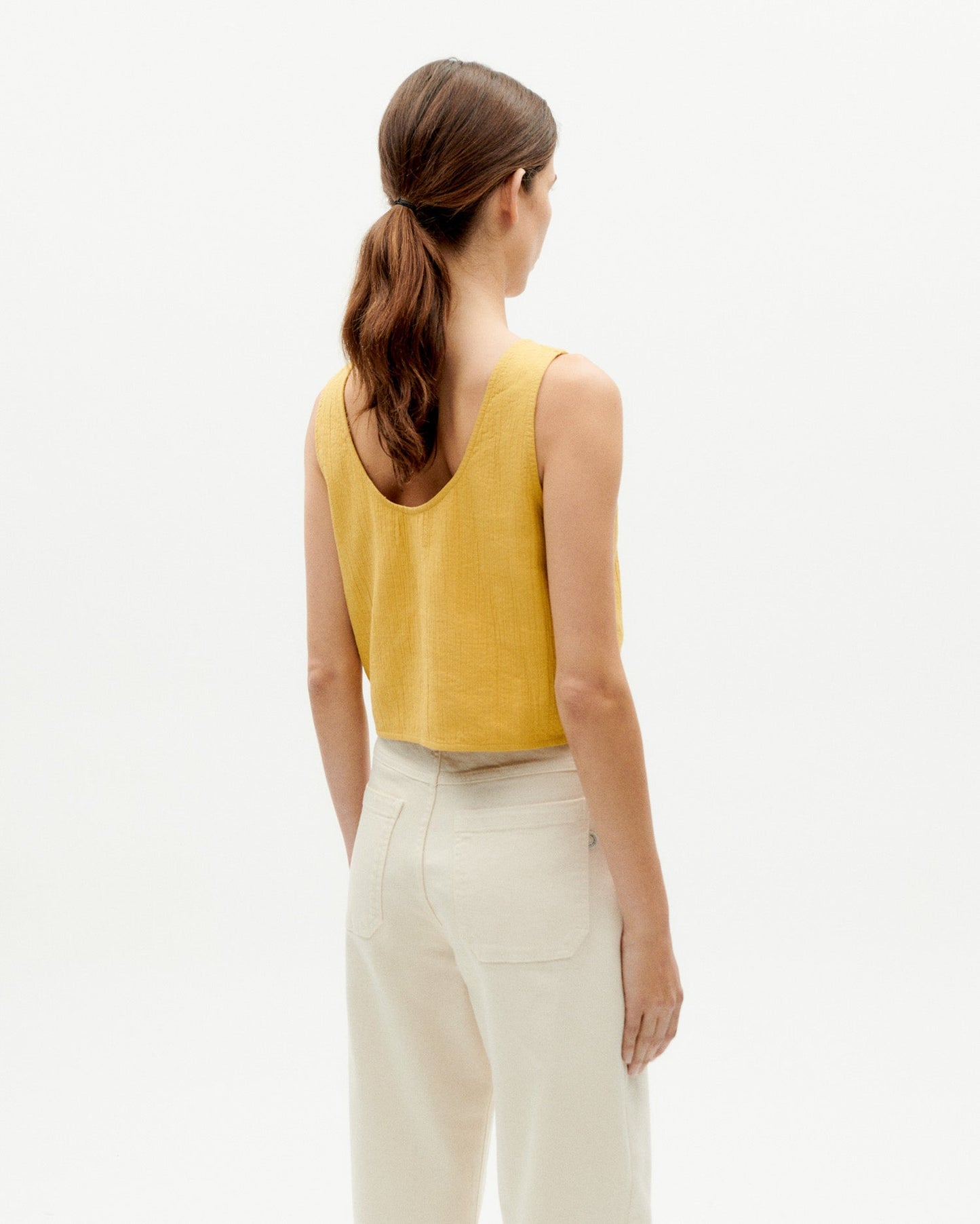 Top en coton bio | jaune "ambar crinkled eda top"