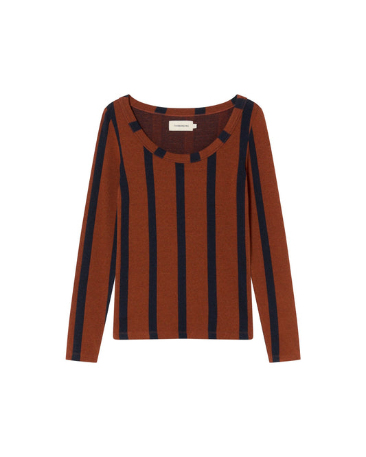 T-shirt manches longues matières recyclées | marron "toasted navy casilda top"
