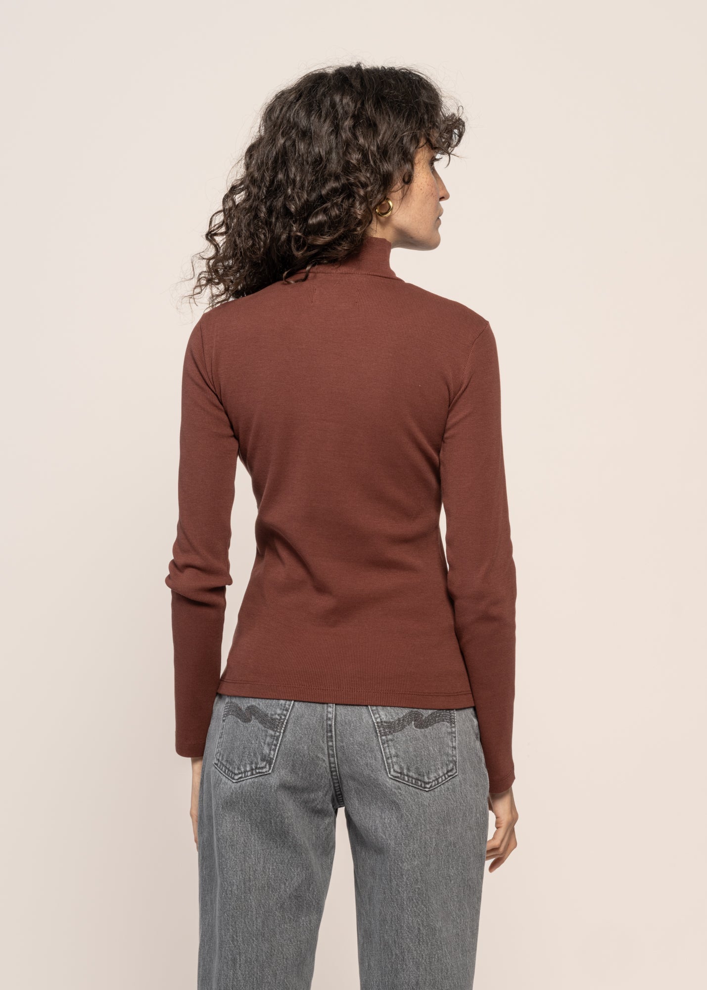 T-shirt manches longues en coton bio | marron "coffee rib aine top"