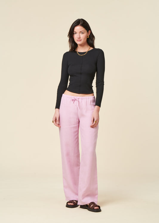 Pantalon en lin | rose "Sjov - light orchid"