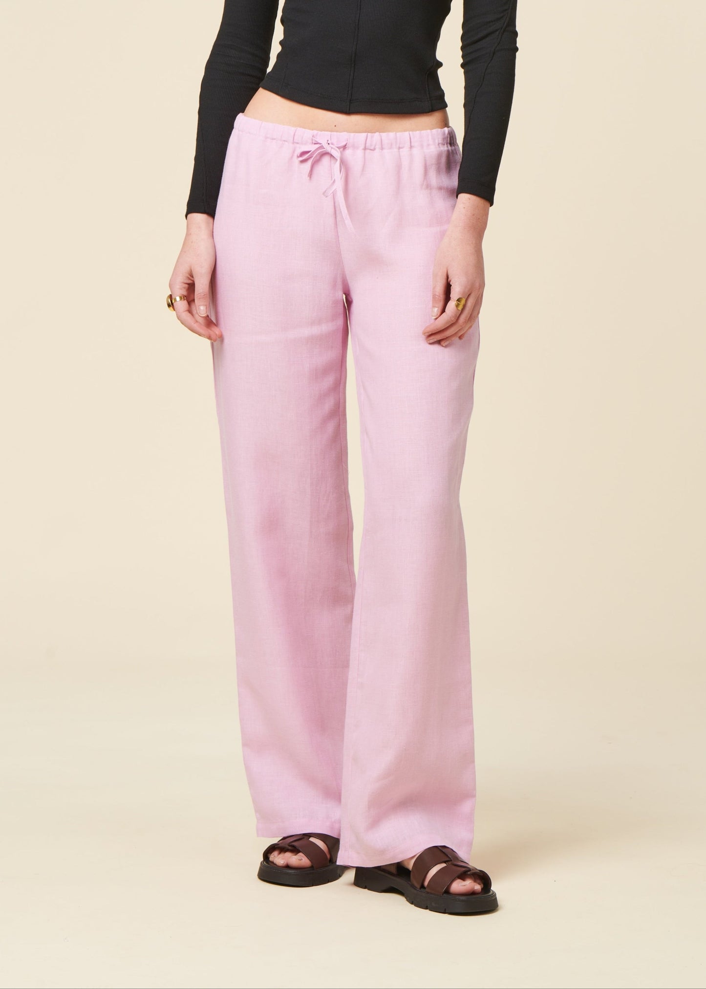 Pantalon en lin | rose "Sjov - light orchid"