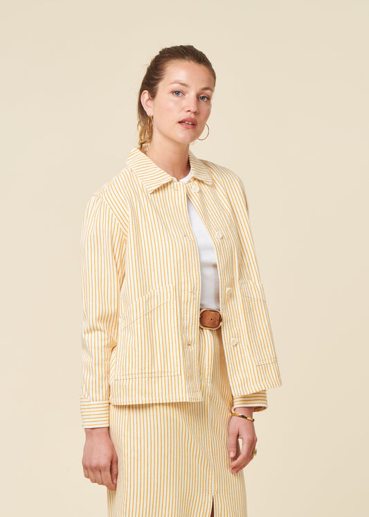 Veste en coton biologique | jaune "Jacket stiby work stripe yellow - yellow"