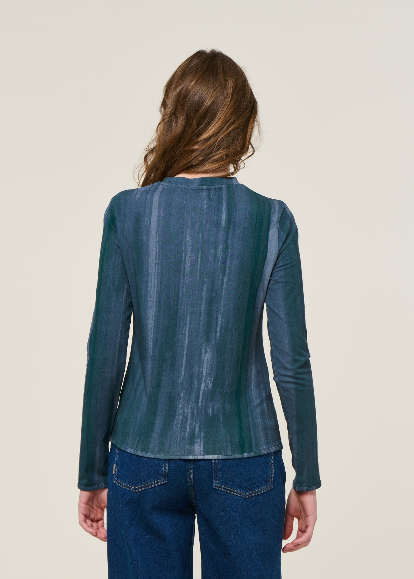 T-shirt manches longues en coton bio | bleu "ombre blue brisa top - multicolor"