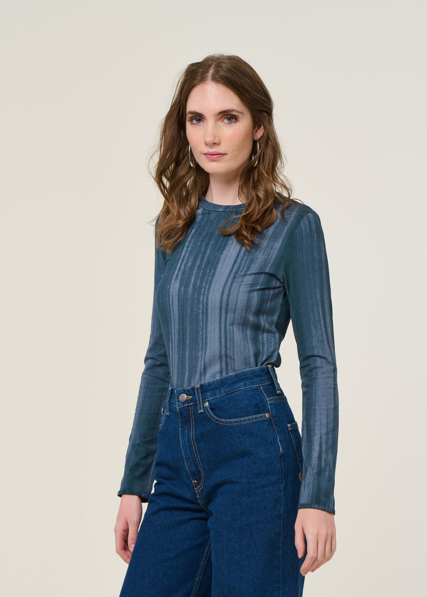 T-shirt manches longues en coton bio | bleu "ombre blue brisa top - multicolor"