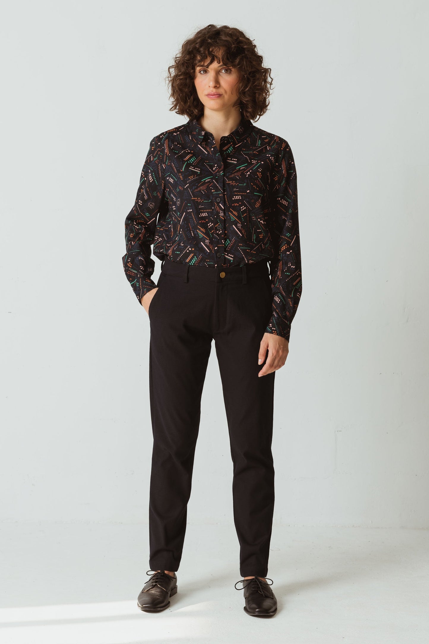 Pantalon droit en coton bio | Noir "landa trouser"