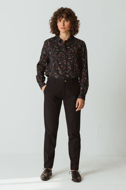 Pantalon droit en coton bio | Noir "landa trouser"