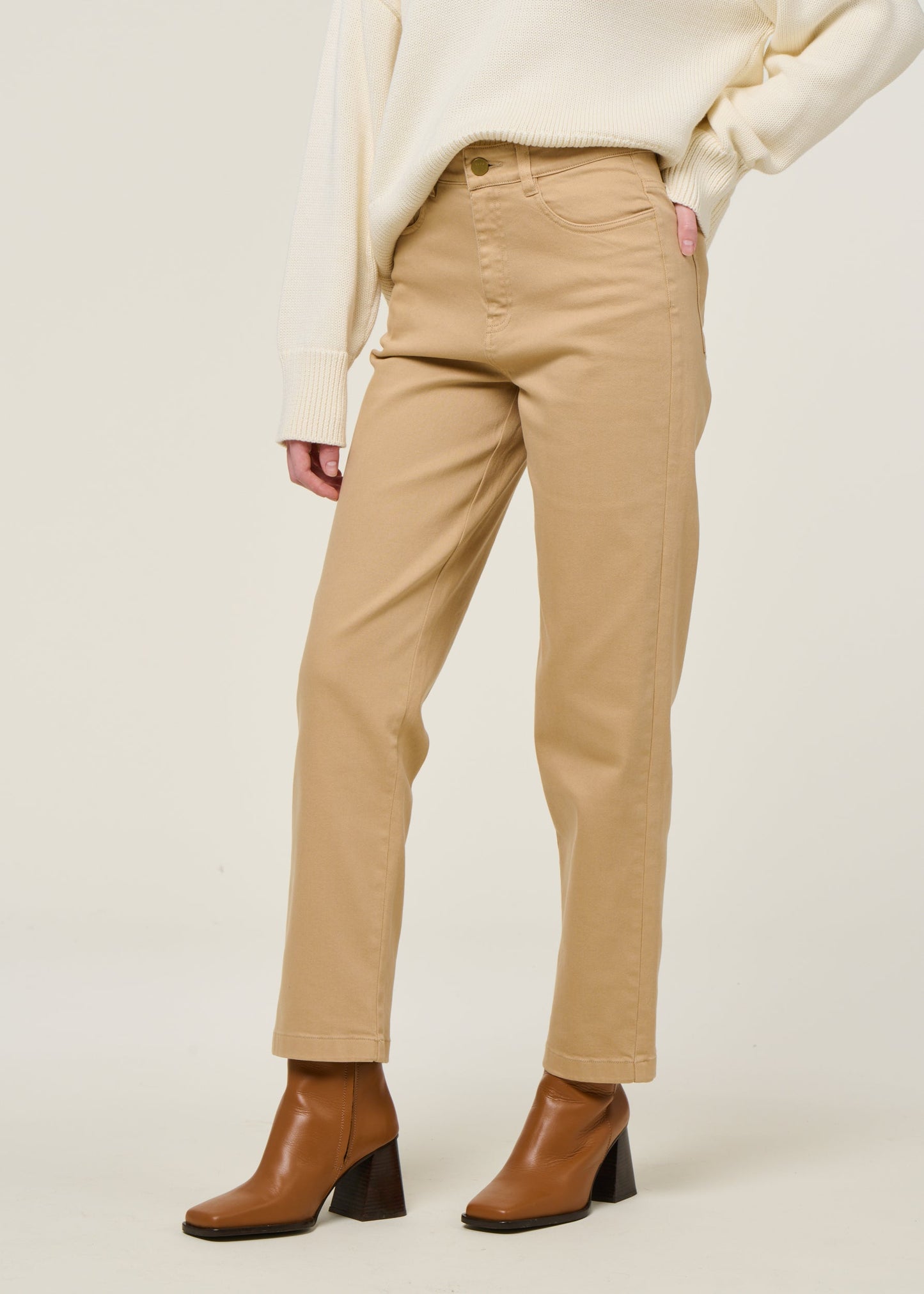 Pantalon droit en coton bio | beige "ibia"