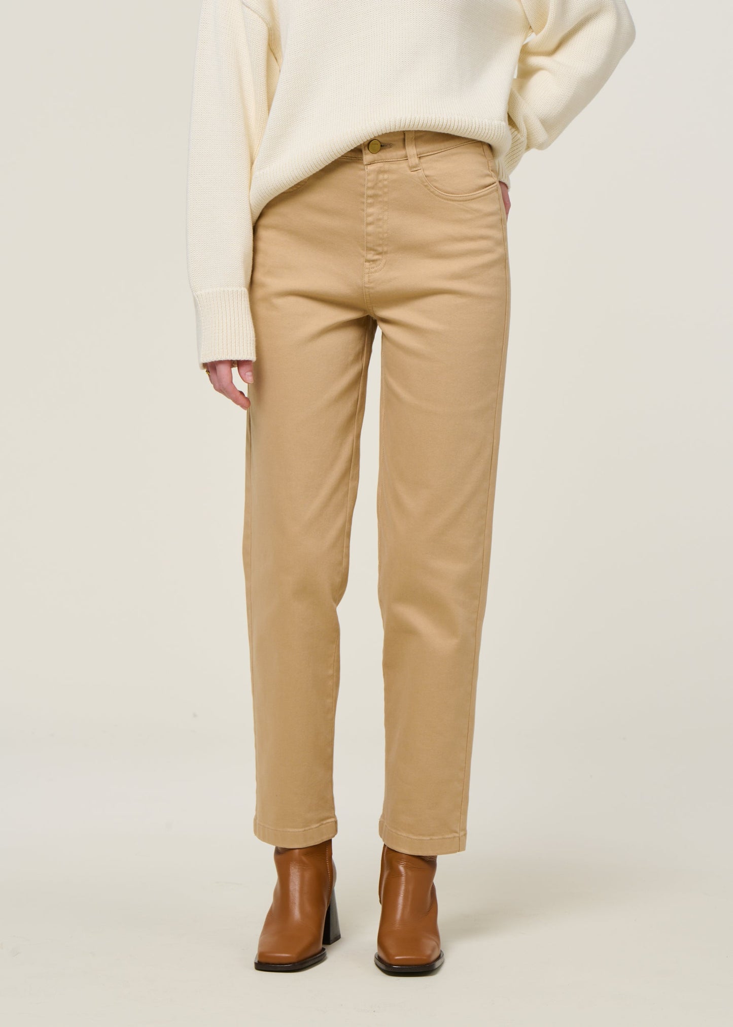 Pantalon droit en coton bio | beige "ibia"