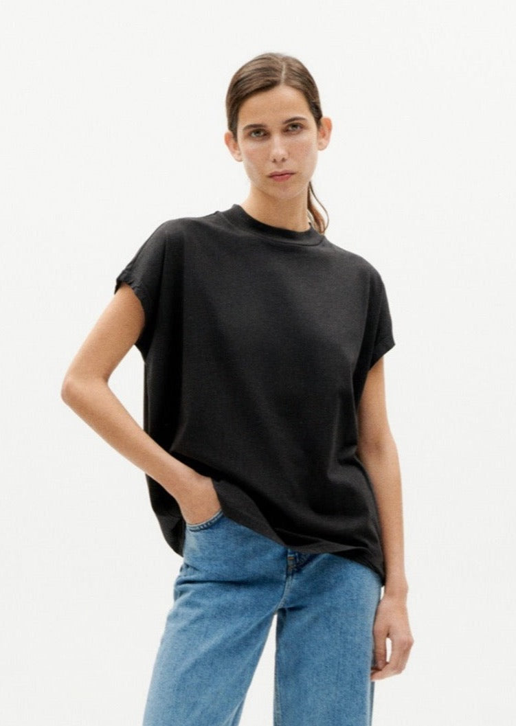 T-shirt manches courtes en coton bio | noir "Volta"