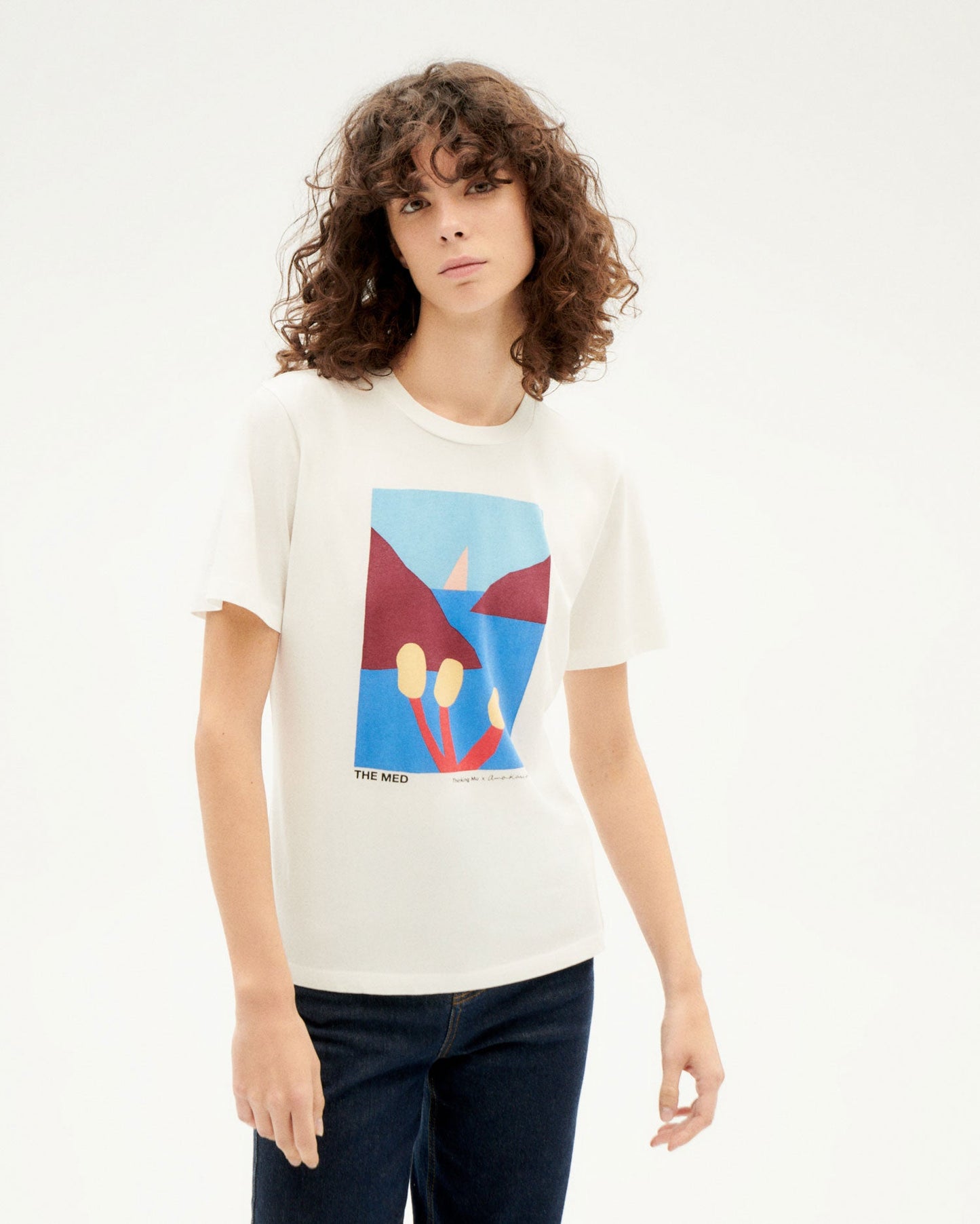 T-shirt blanc imprimé en coton bio - the med t-shirt snow white