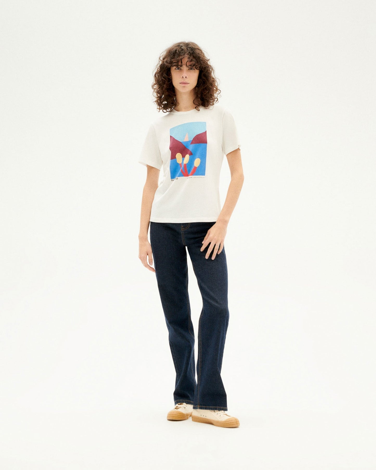 T-shirt blanc imprimé en coton bio - the med t-shirt snow white