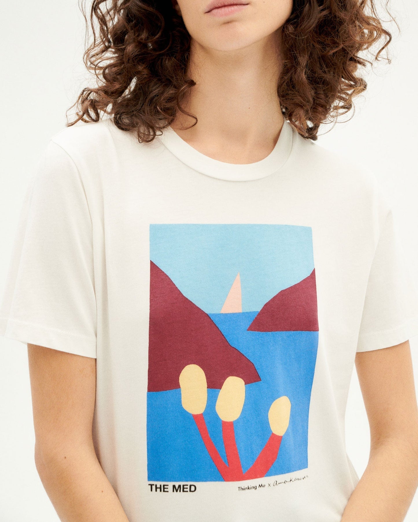 T-shirt blanc imprimé en coton bio - the med t-shirt snow white