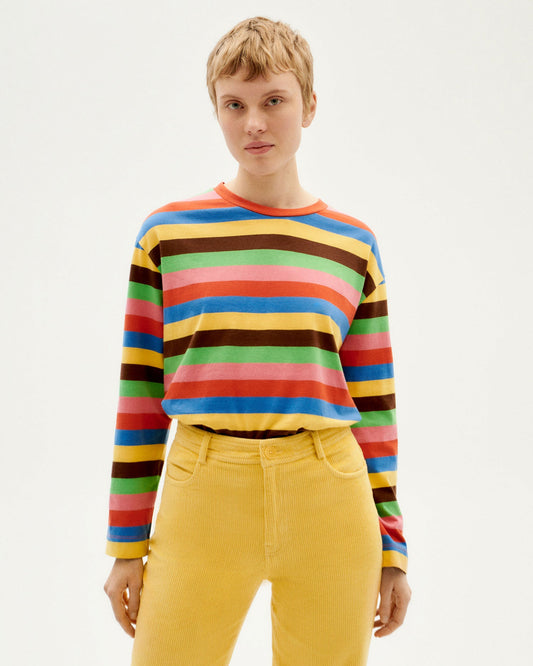 T-shirt manches longues rayé en coton bio - pumpkin stripes emily t-shirt