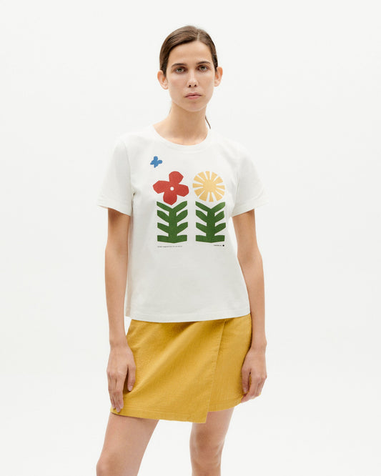 T-shirt imprimé en coton bio | Blanc à motifs "methamorphosis ida t-shirt snow white"