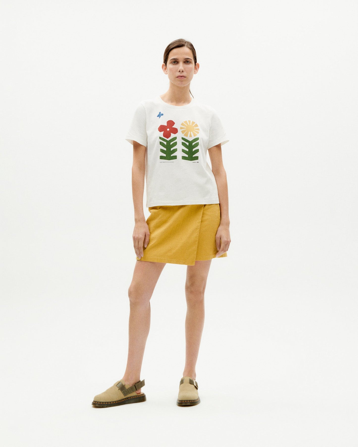 T-shirt imprimé en coton bio | Blanc à motifs "methamorphosis ida t-shirt snow white"