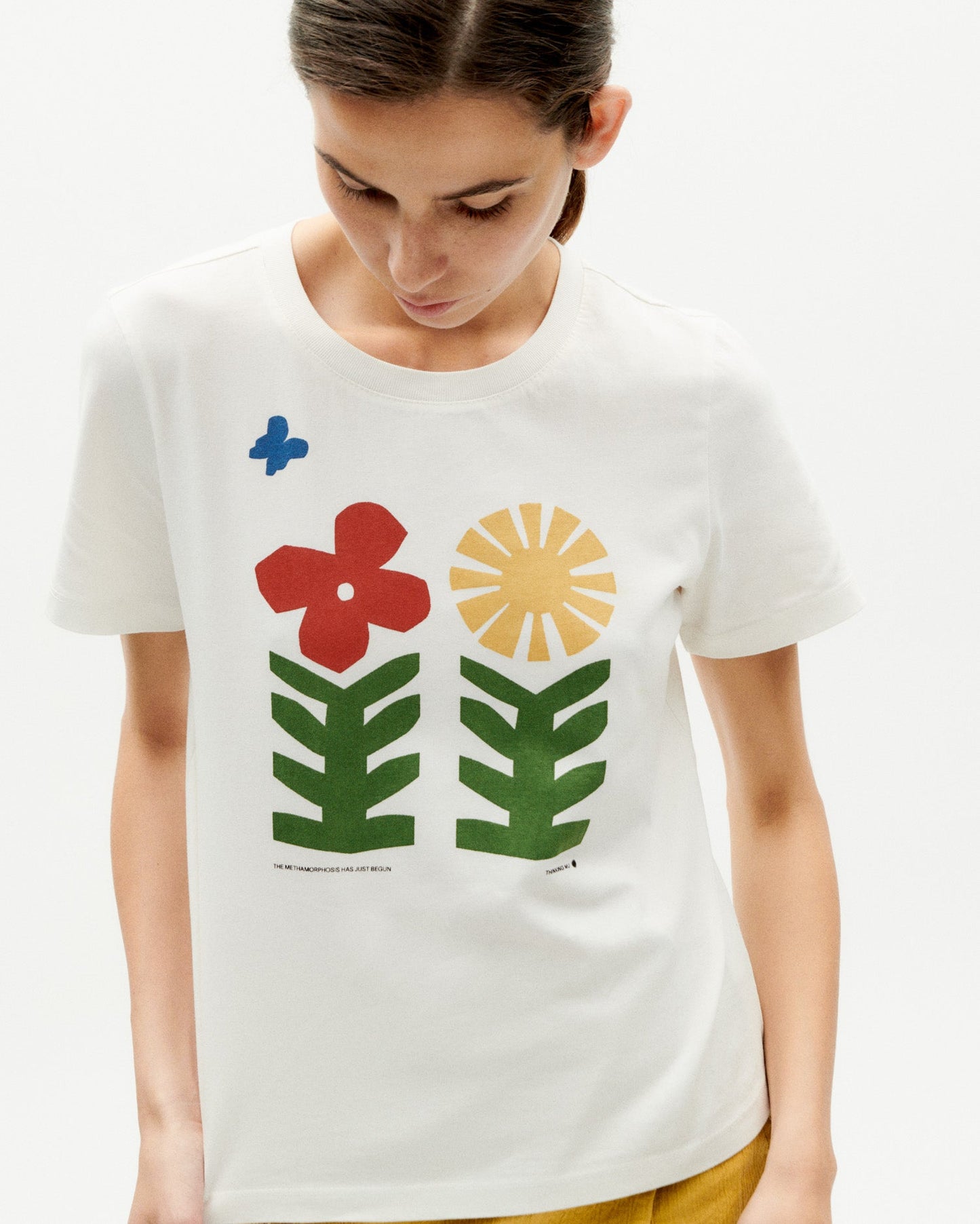 T-shirt imprimé en coton bio | Blanc à motifs "methamorphosis ida t-shirt snow white"