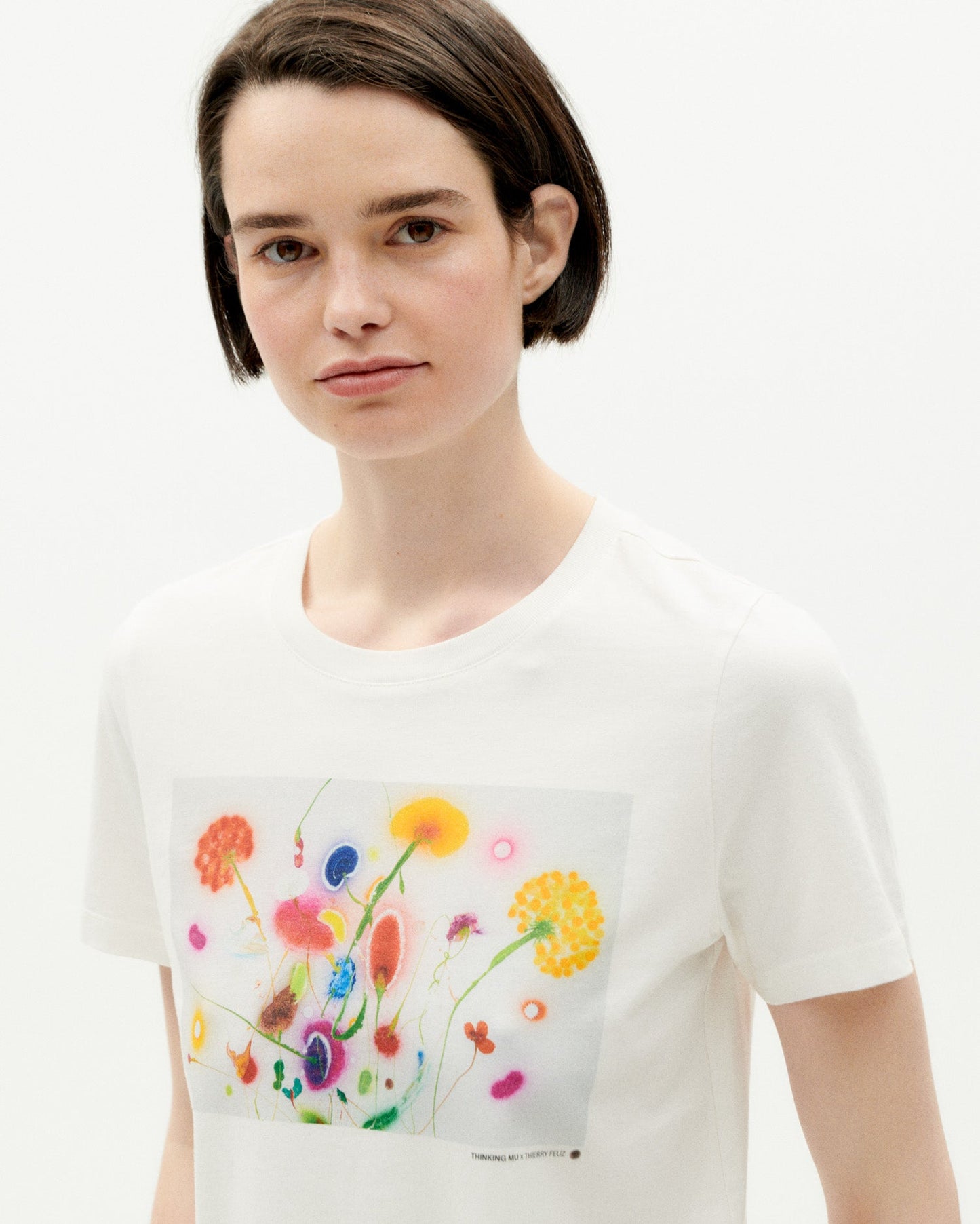 T-shirt imprimé en coton bio | Blanc à motifs "feuz day ida t-shirt snow white"