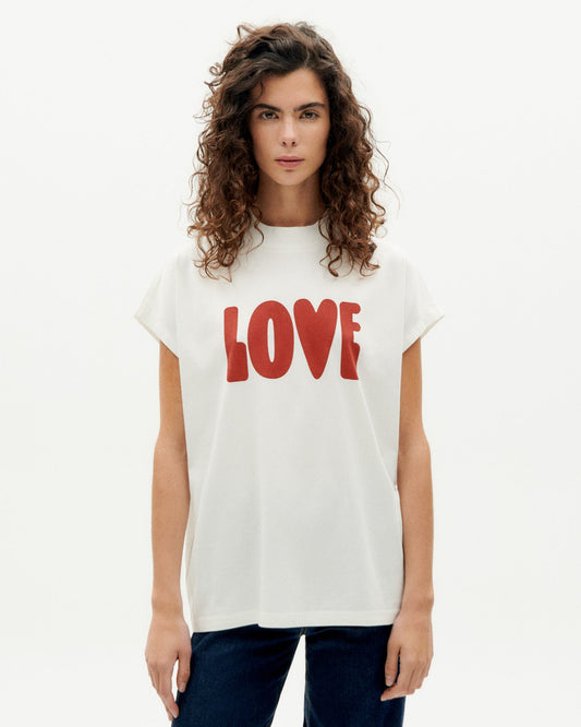 T-shirt imprimé en coton bio | Blanc "love volta t-shirt snow white"