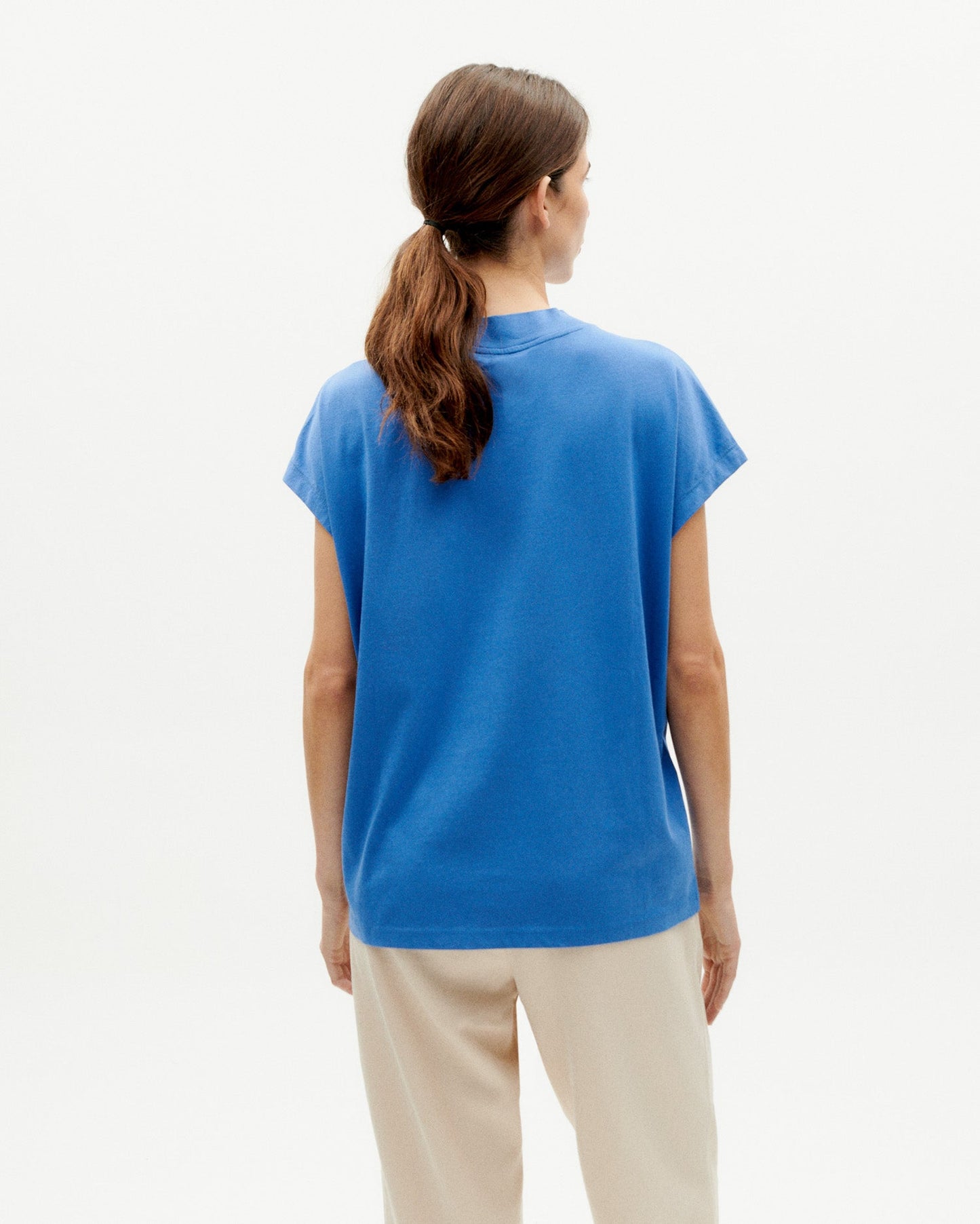 T-shirt imprimé en coton bio | Bleu "love ecru volta t-shirt heritage blue"
