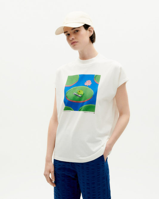 T-shirt imprimé en coton bio | Blanc "frog volta t-shirt snow white"