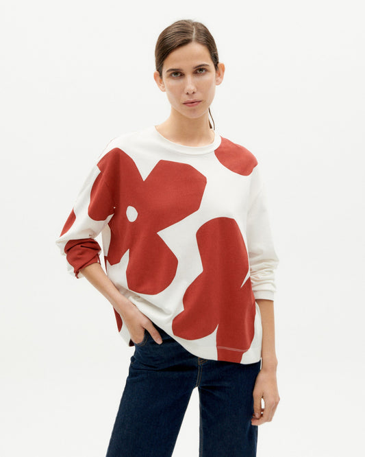 T-shirt manches longues en coton bio | Blanc à motifs "butterfly super big emily t-shirt snow white"
