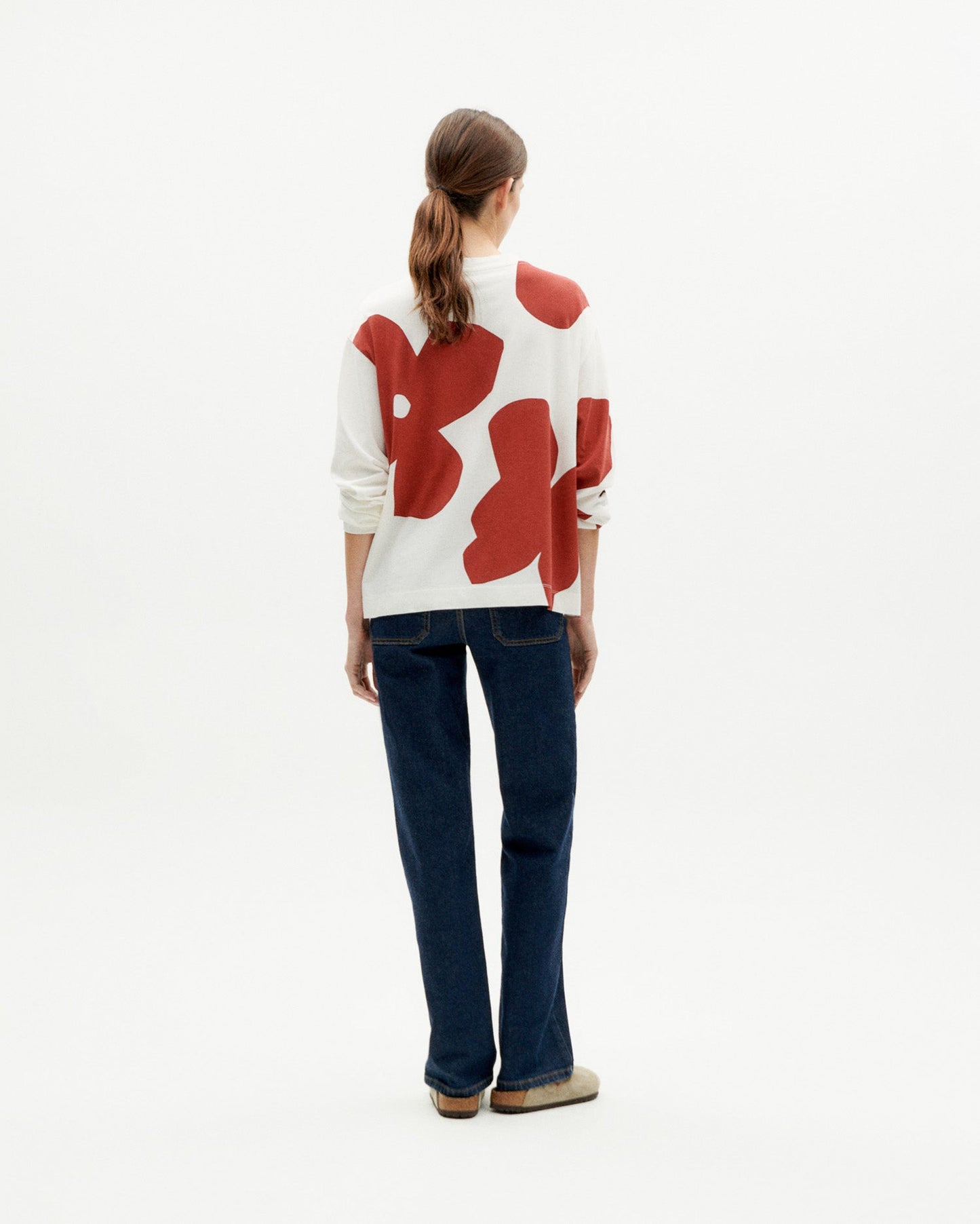 T-shirt manches longues en coton bio | Blanc à motifs "butterfly super big emily t-shirt snow white"