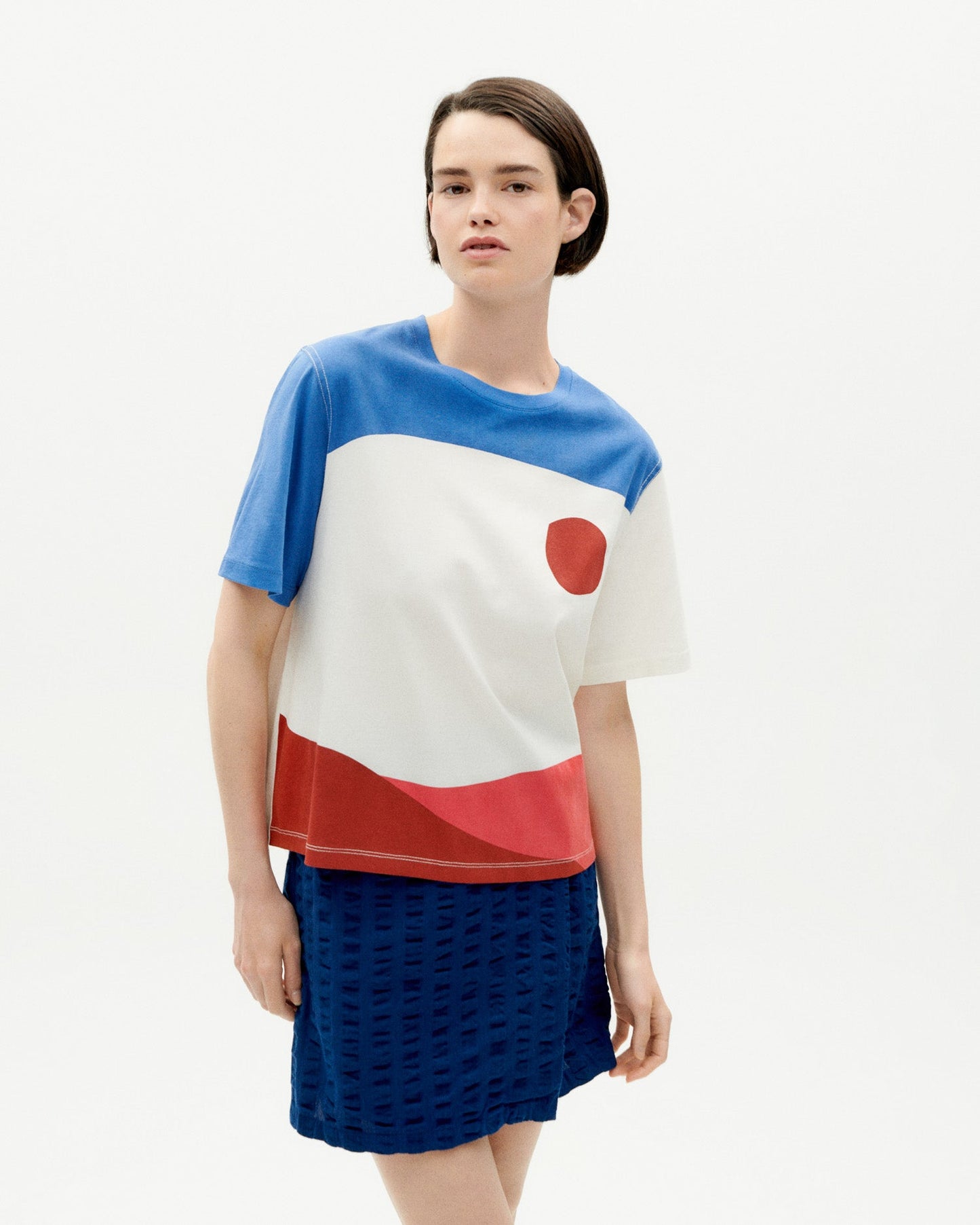T-shirt en coton bio | Blanc à motifs "abstract lucia t-shirt snow white"