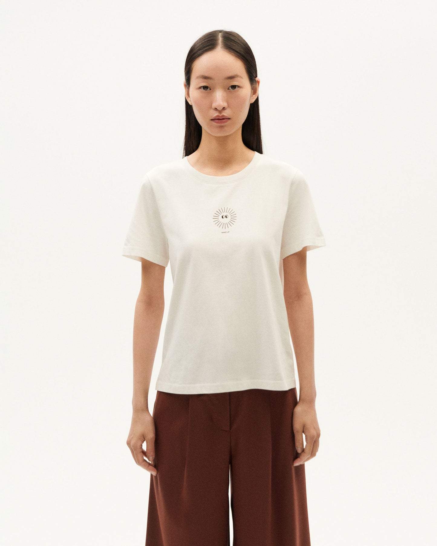 T-shirt imprimé en coton bio | Blanc à motifs "soleil ida t-shirt snow white"