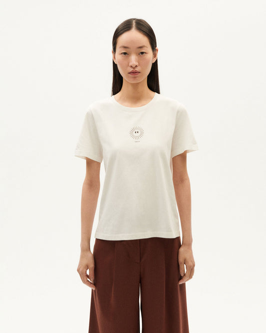 T-shirt imprimé en coton bio | Blanc à motifs "soleil ida t-shirt snow white"