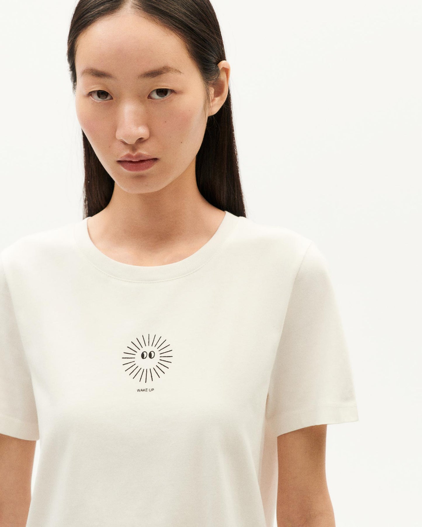 T-shirt imprimé en coton bio | Blanc à motifs "soleil ida t-shirt snow white"