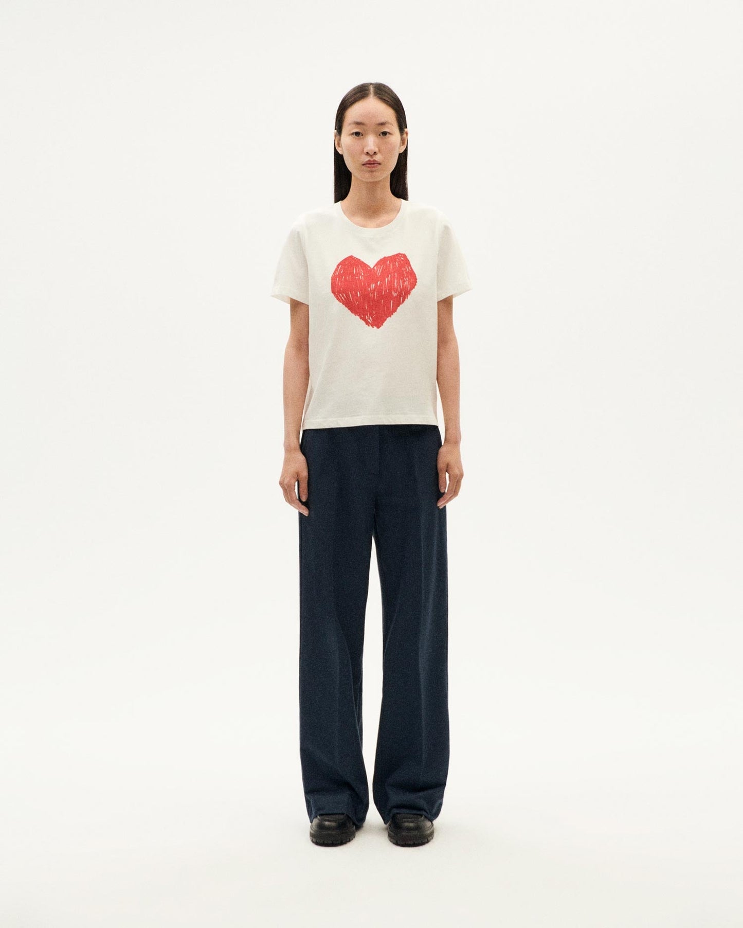 T-shirt imprimé en coton bio | blanc "heart ida t-shirt white"