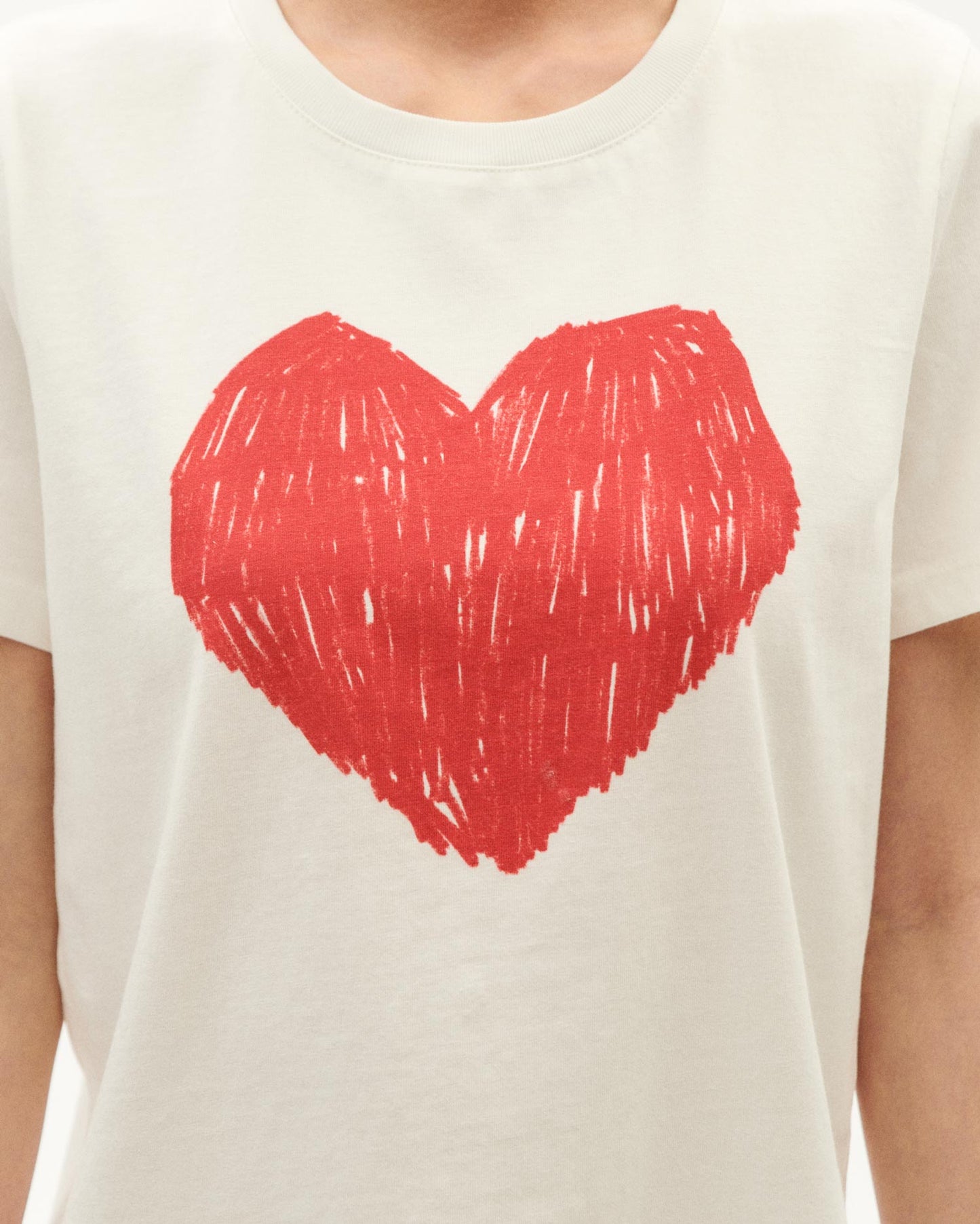 T-shirt imprimé en coton bio | blanc "heart ida t-shirt white"