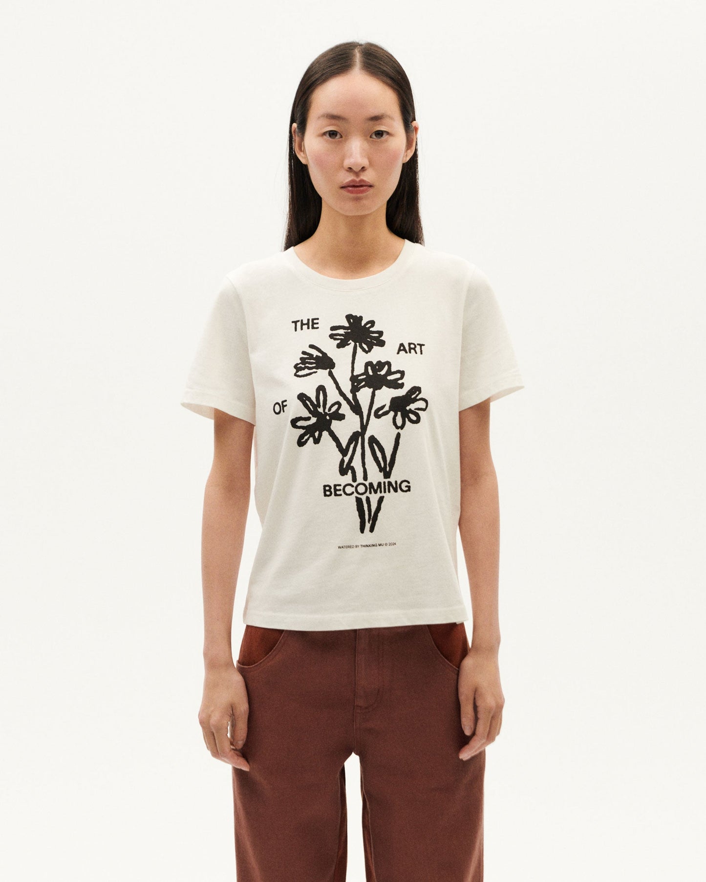 T-shirt imprimé en coton bio | blanc "becoming ida t-shirt white"